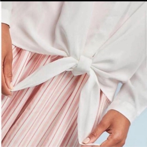 Anthropologie Maeve Tuesday White Tie Front Blouse - Picture 2 of 10